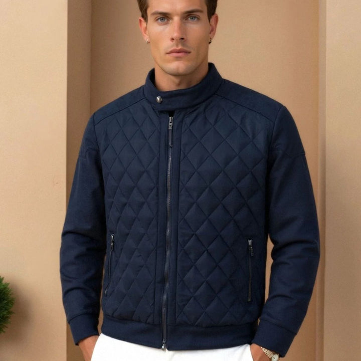 Diamond Quilted Stand Collar Jacket
