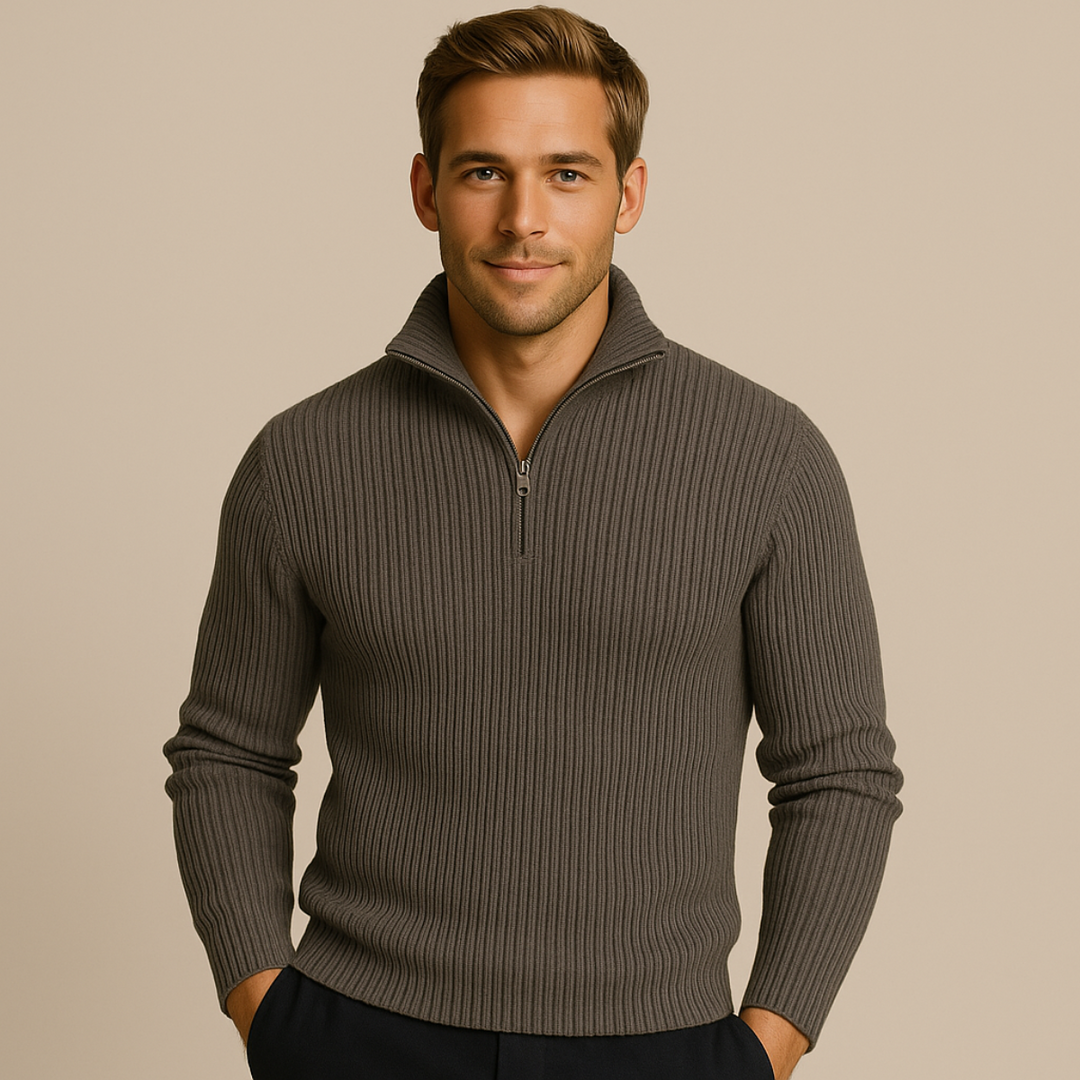 Merino Wool Quarter Zip Sweater