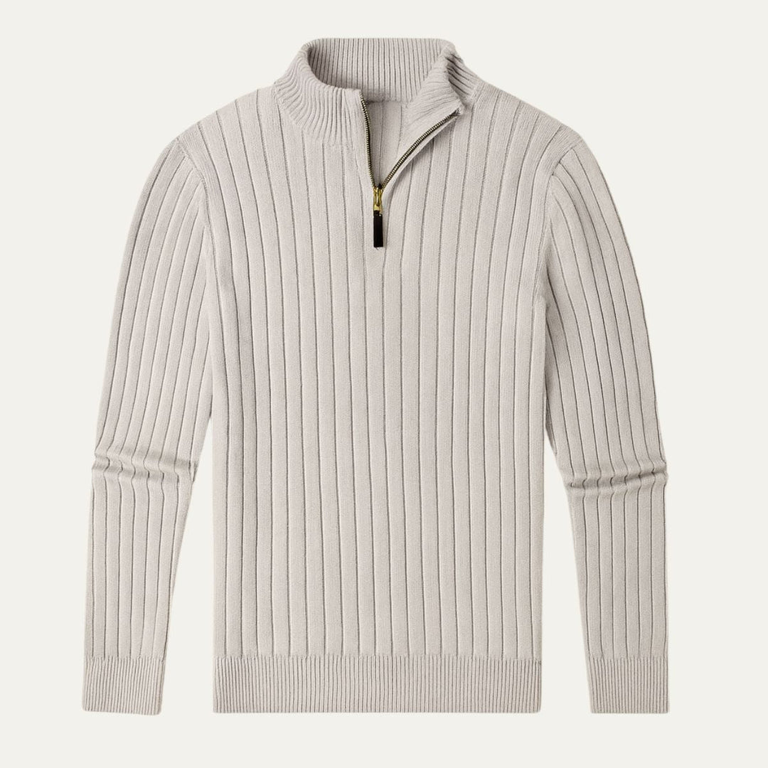 Cotton Cable Knit Quarter Zip Sweater