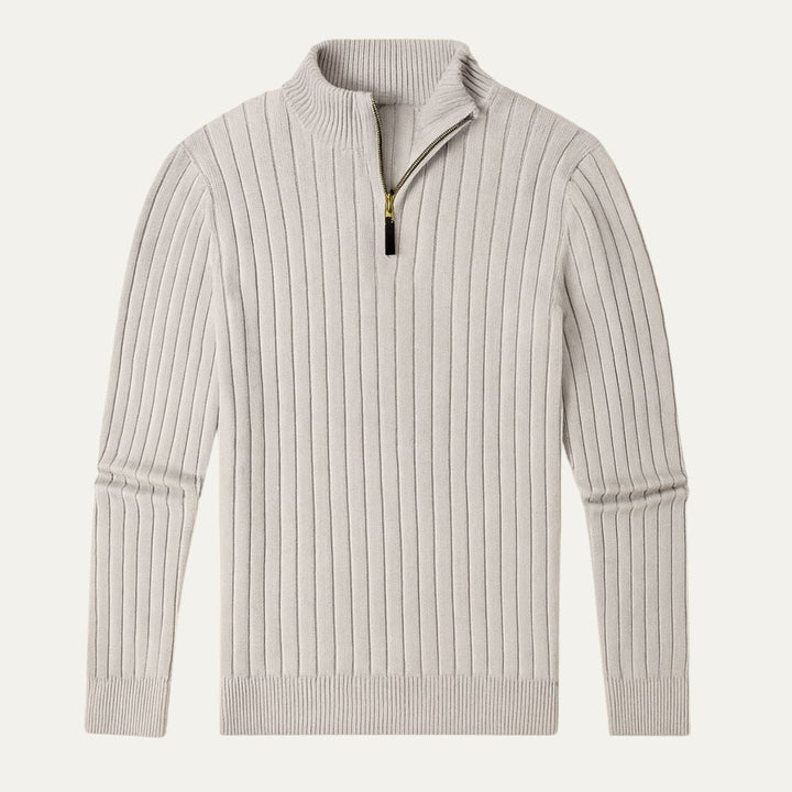 Cotton Cable Knit Quarter Zip Sweater