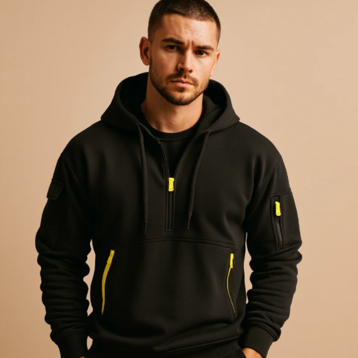 Cotton Blend Half Zip Hoodie