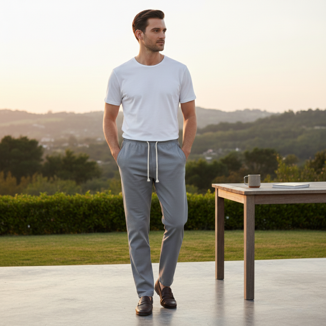 The Glenstone Men’s Lightweight Loose Fit Linen Blend Drawstring Pants