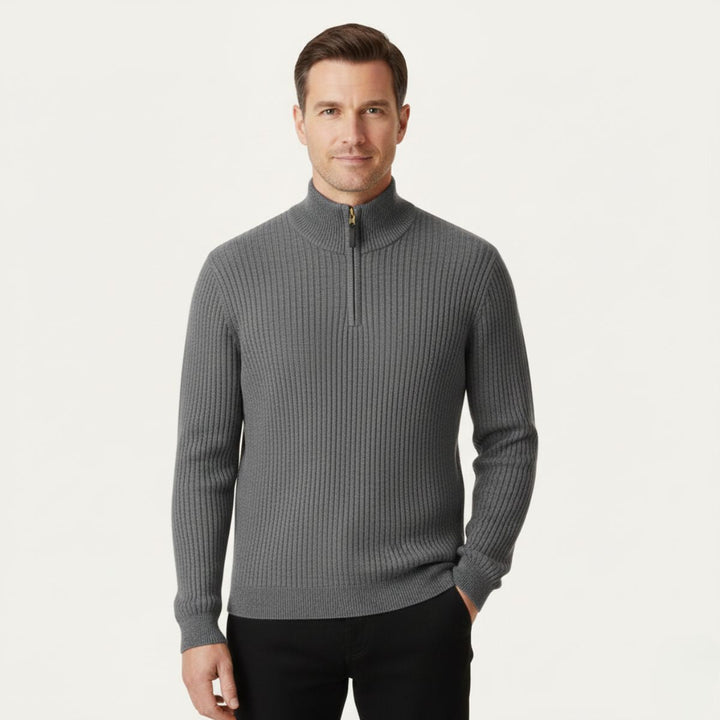 Cotton Cable Knit Quarter Zip Sweater