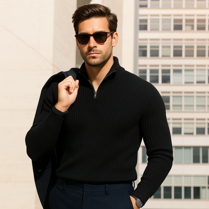 Merino Wool Quarter Zip Sweater