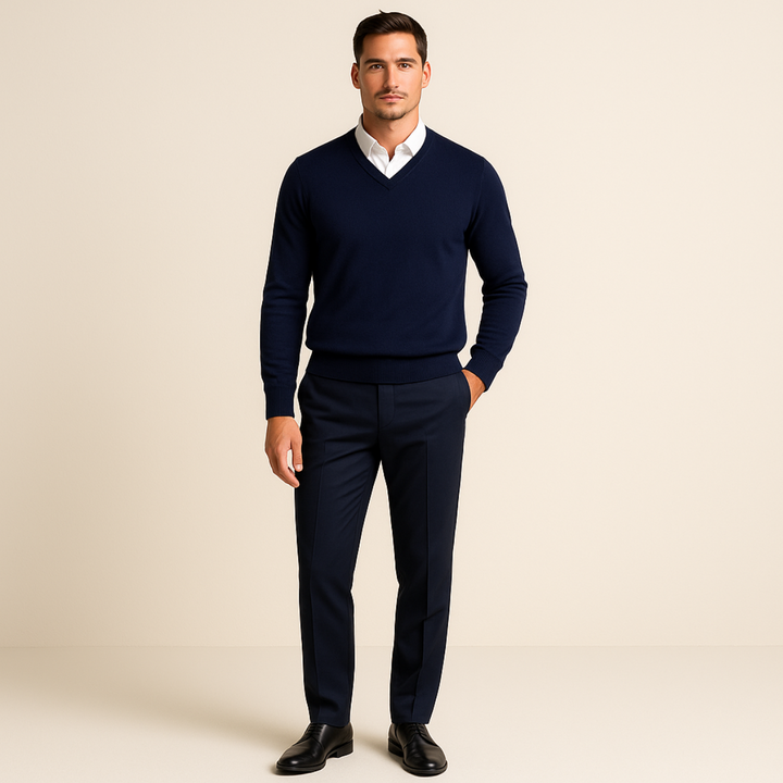 Men's Wool V Neck Sweater