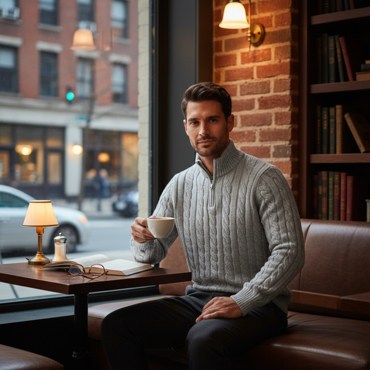 Merino Wool Half Zip Sweater