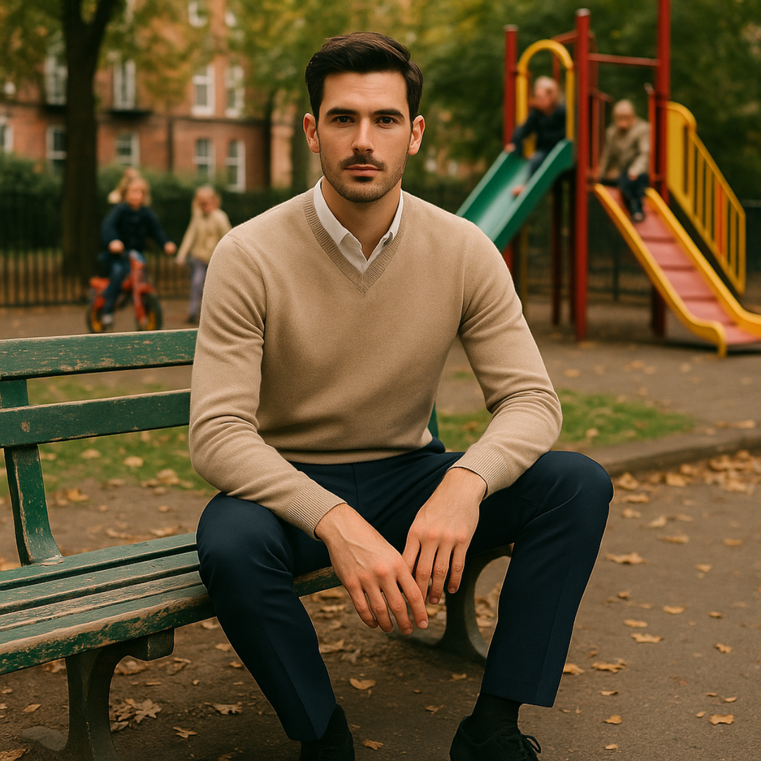 Men's Wool V Neck Sweater