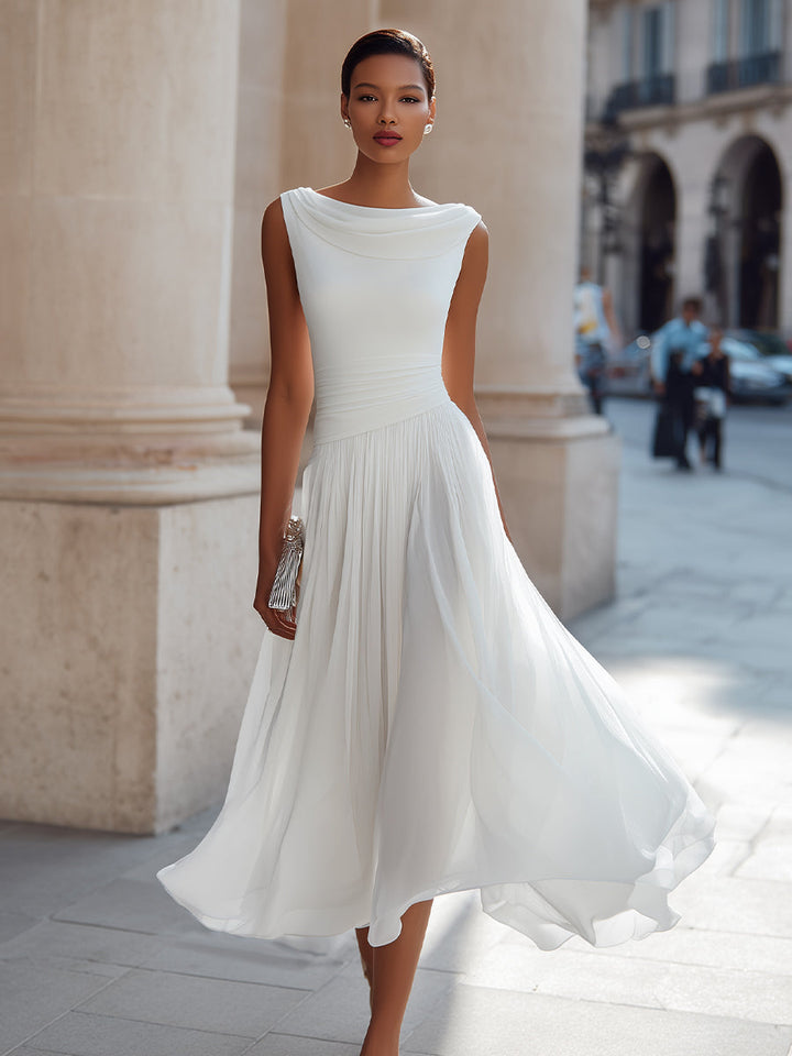 Vivian | Sleeveless Pleated Midi Dress
