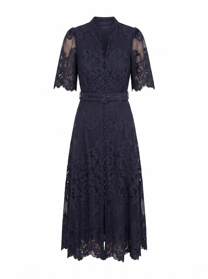 Monica | Flutter Sleeve Lace Midi Dress