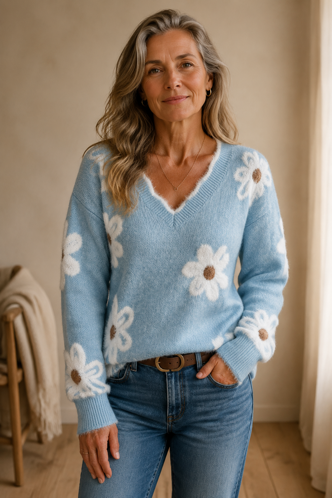 Blakely | Floral Print Sweater editorial product photograph