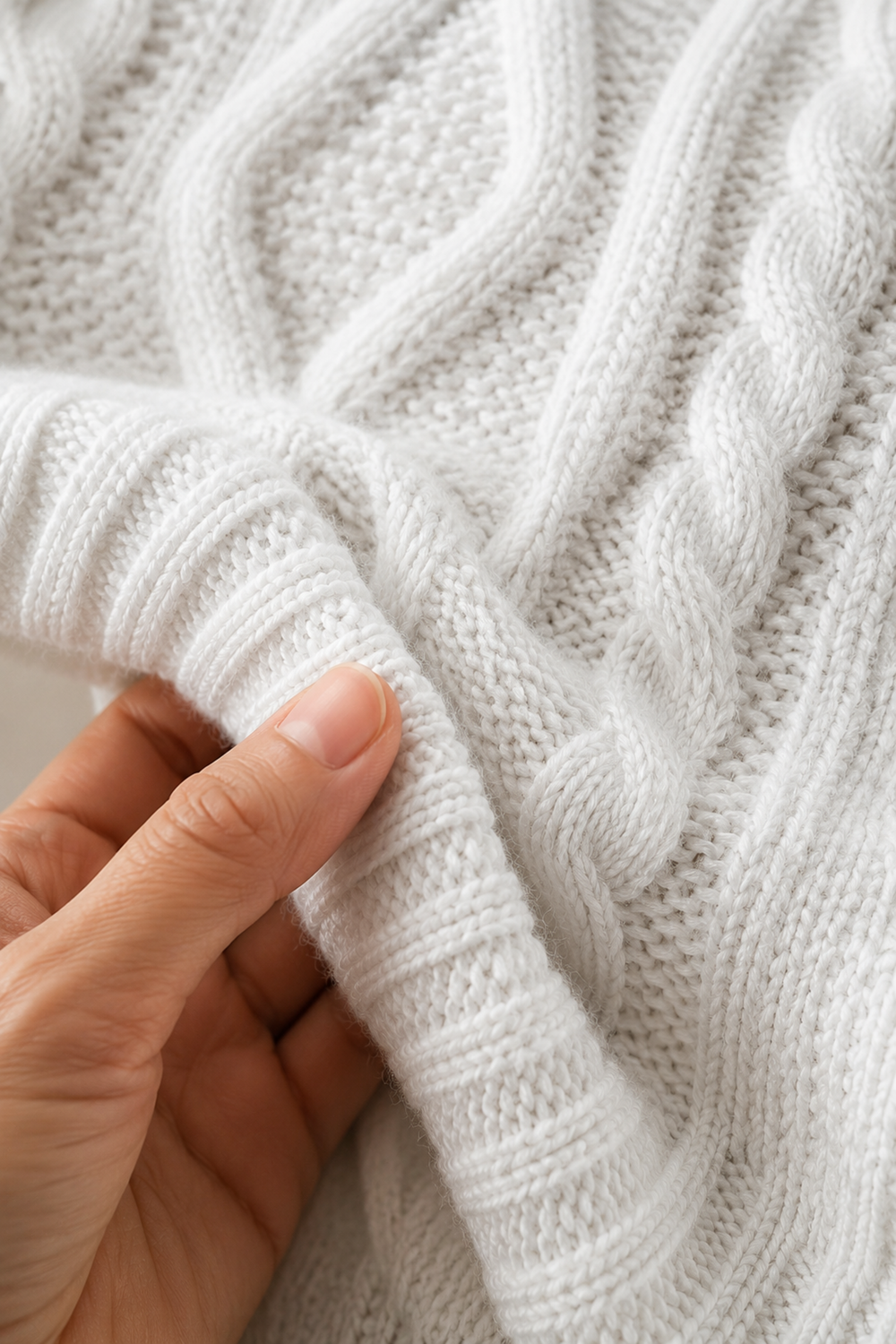Madison | Square Neck Button Cable Knit Sweater fabric texture close-up