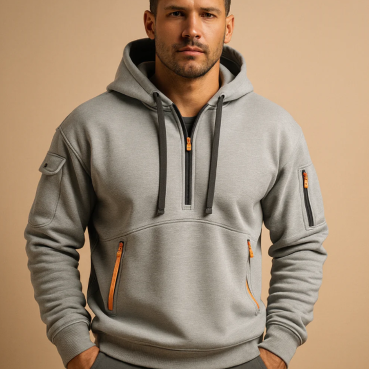 Cotton Blend Half Zip Hoodie