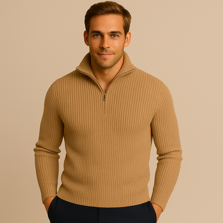Merino Wool Quarter Zip Sweater