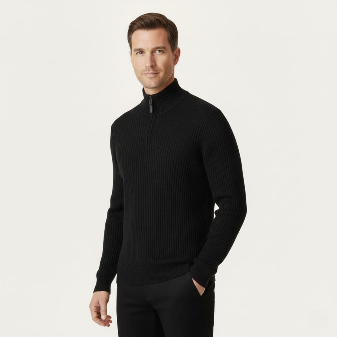 Cotton Cable Knit Quarter Zip Sweater