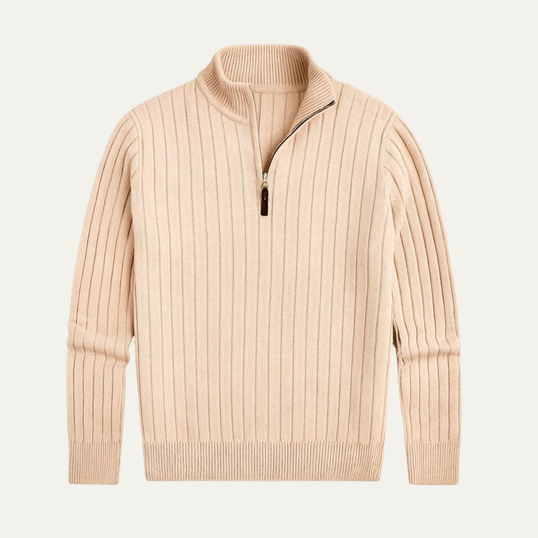 Cotton Cable Knit Quarter Zip Sweater
