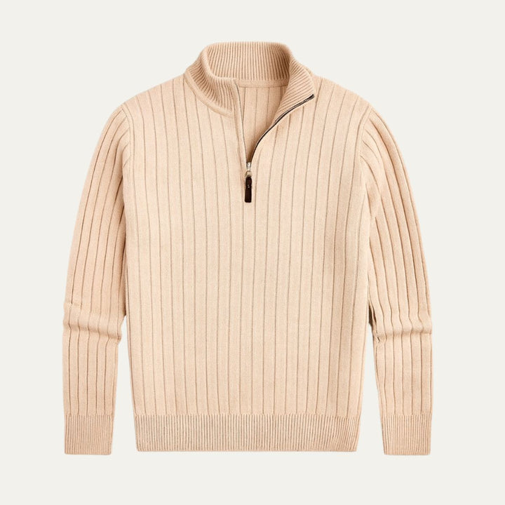 Cotton Cable Knit Quarter Zip Sweater