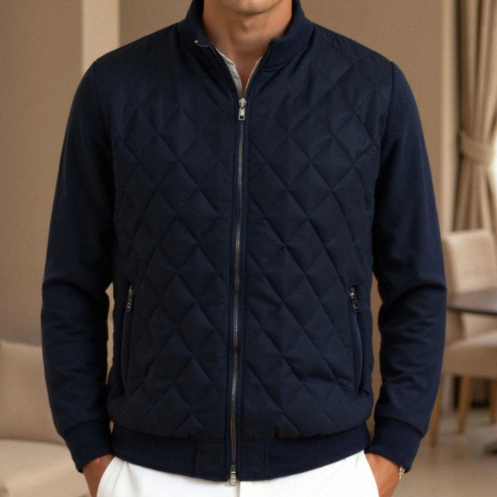 Diamond Quilted Stand Collar Jacket