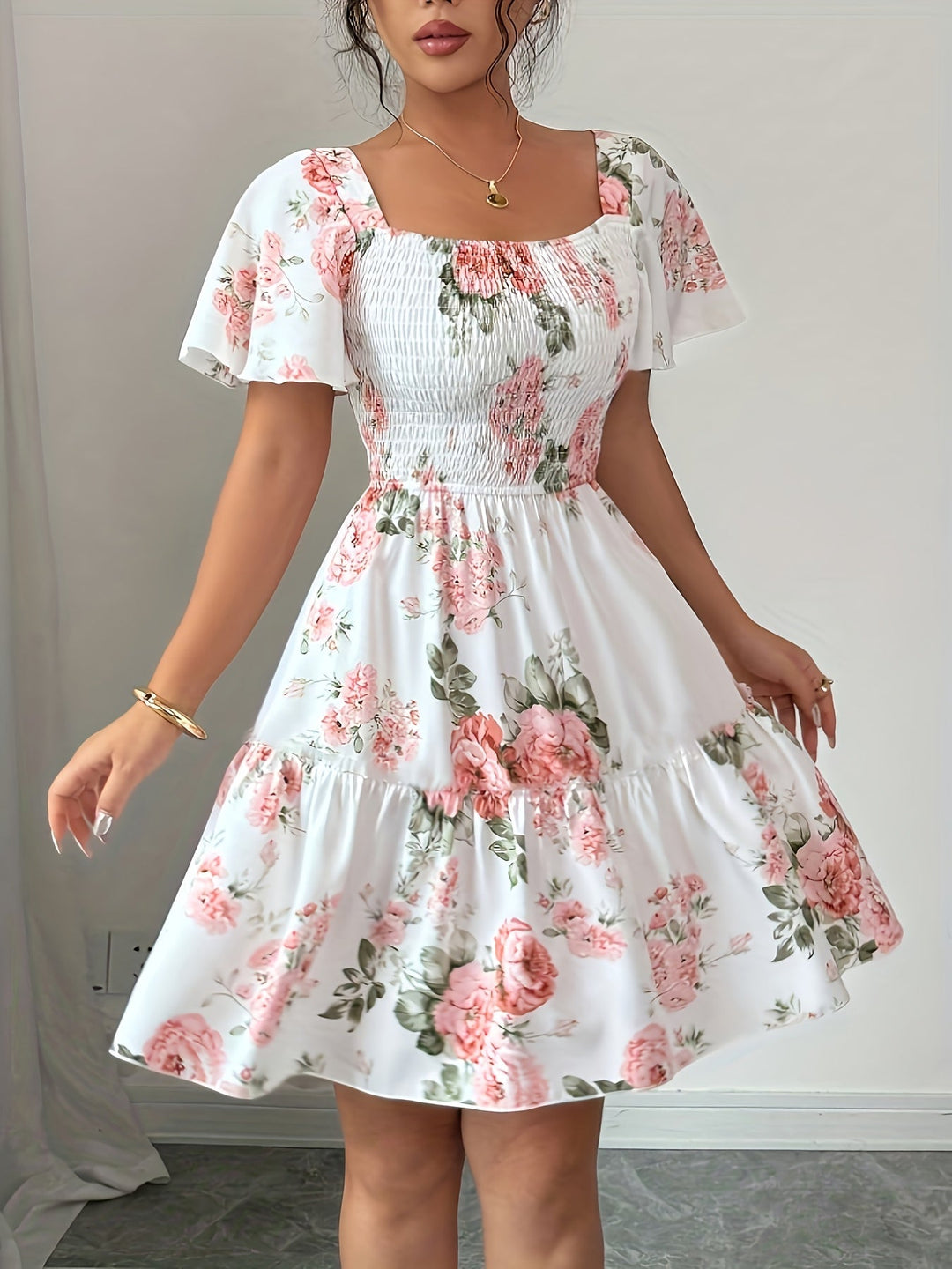 Lorraine | Floral Waist Tie Dress