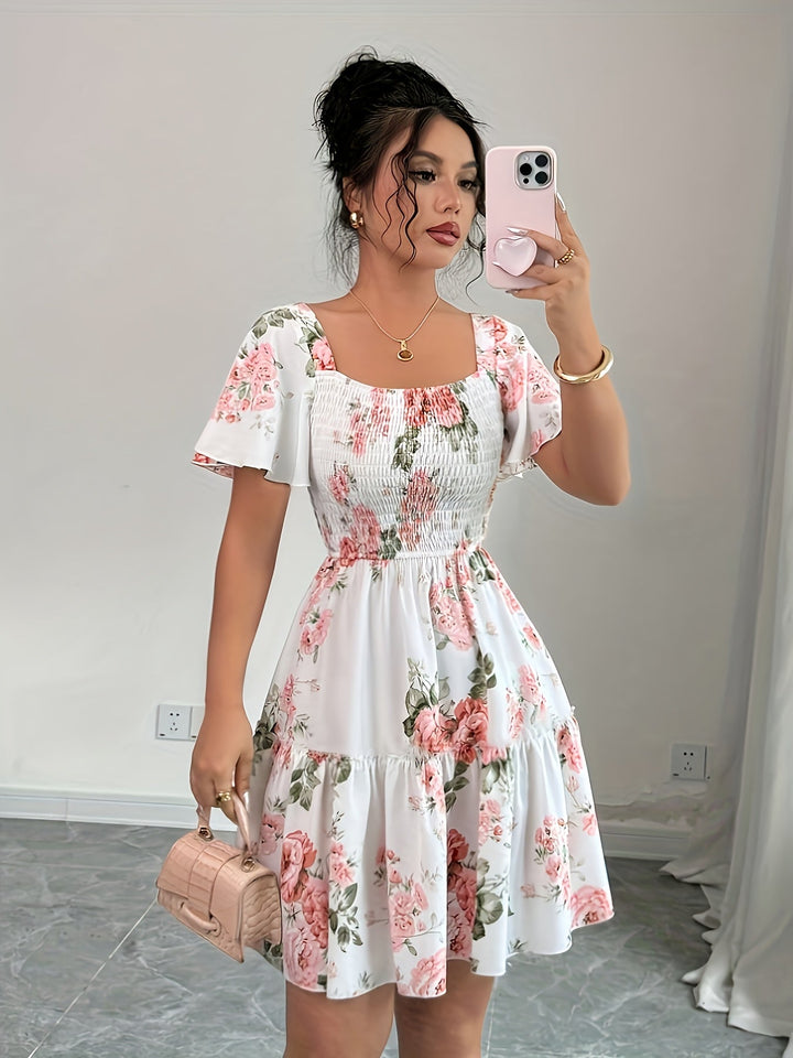 Lorraine | Floral Waist Tie Dress