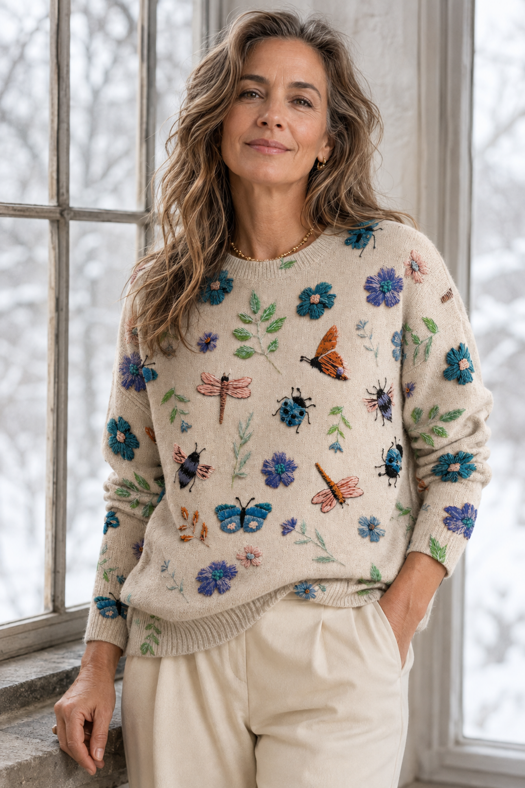 Bailey | Floral & Botanical Print Sweater editorial product photograph