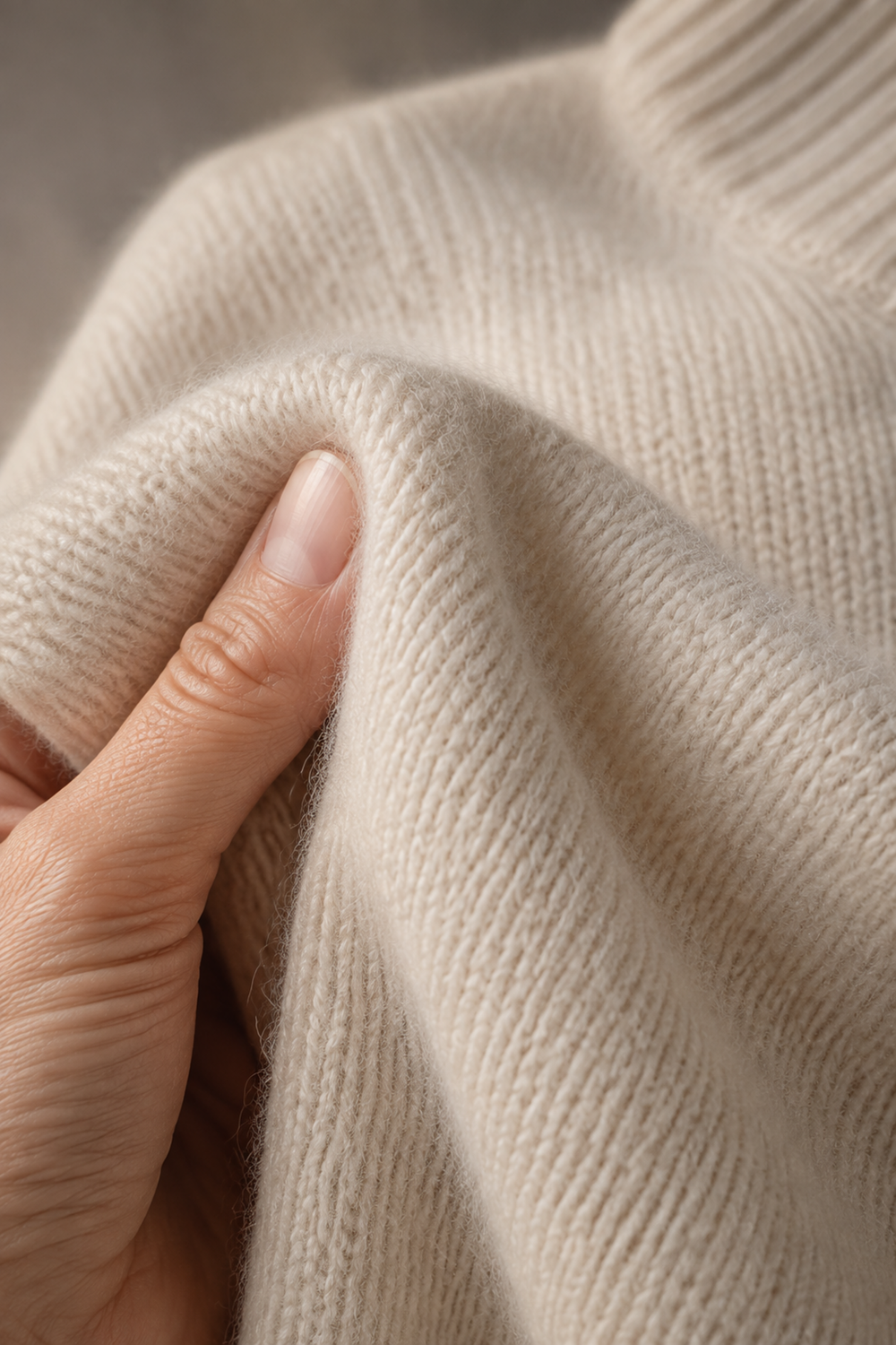 Isabella | Cashmere High Neck Sweater fabric texture close-up