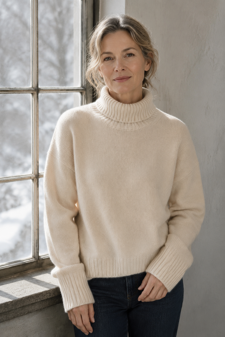 Isabella | Cashmere High Neck Sweater editorial product photograph