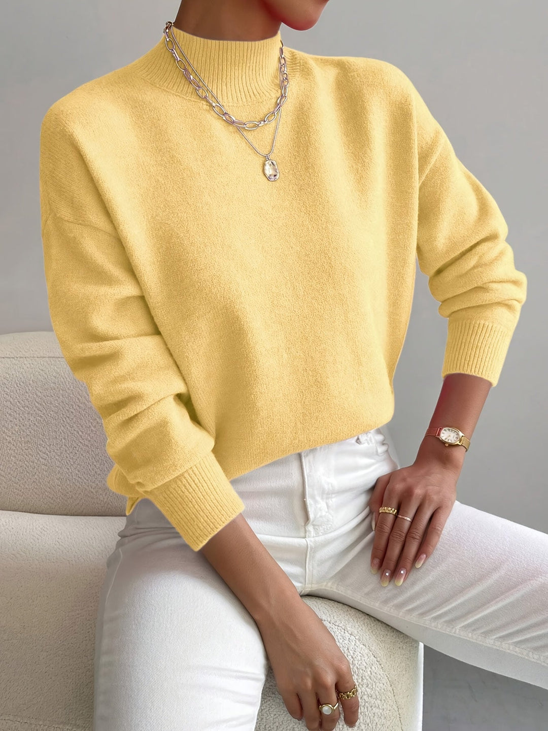 Piper | Drop Shoulder Mock Neck Sweater