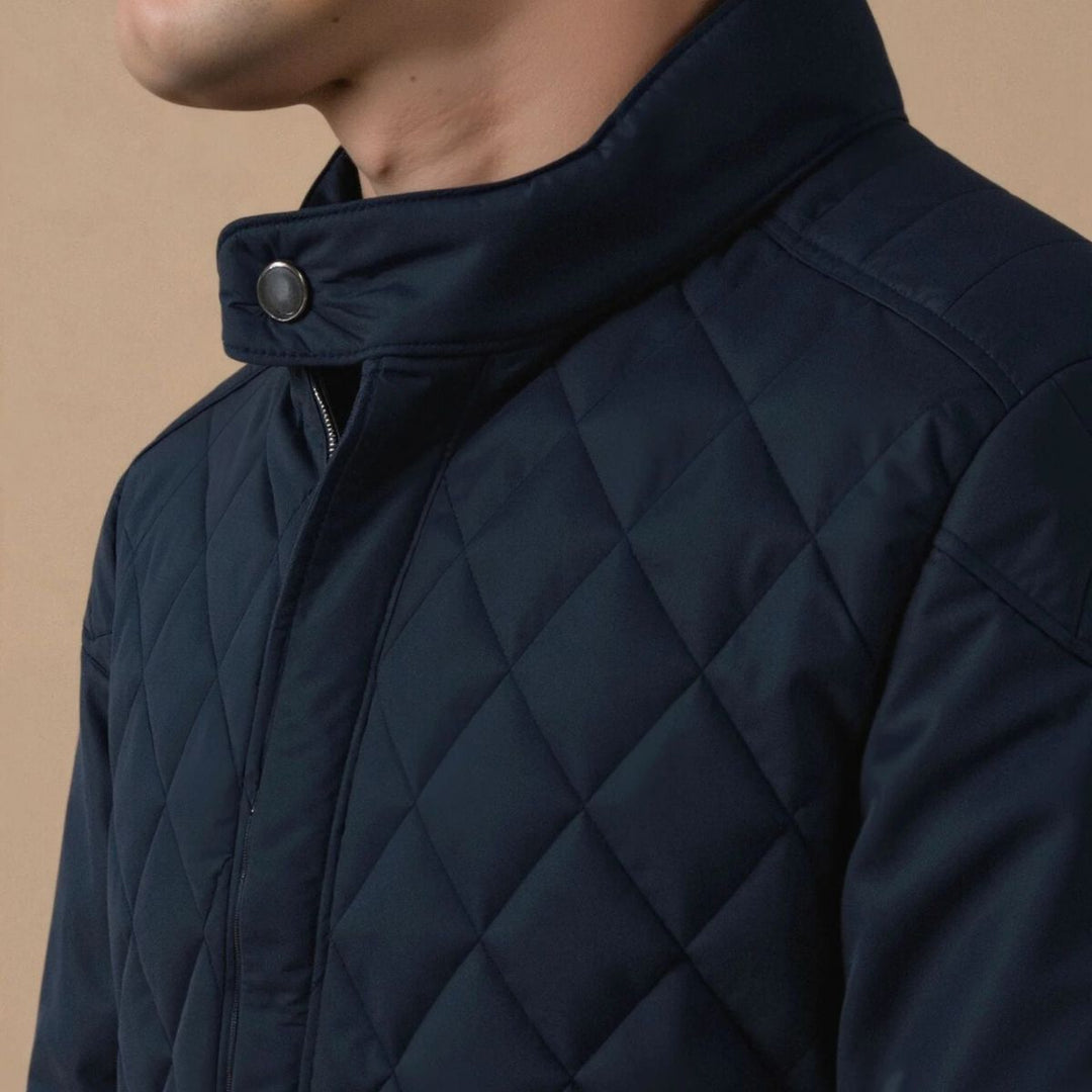Diamond Quilted Stand Collar Jacket