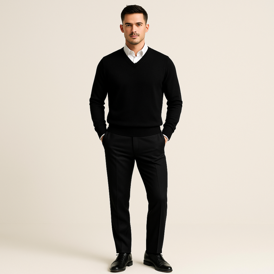 Men's Wool V Neck Sweater