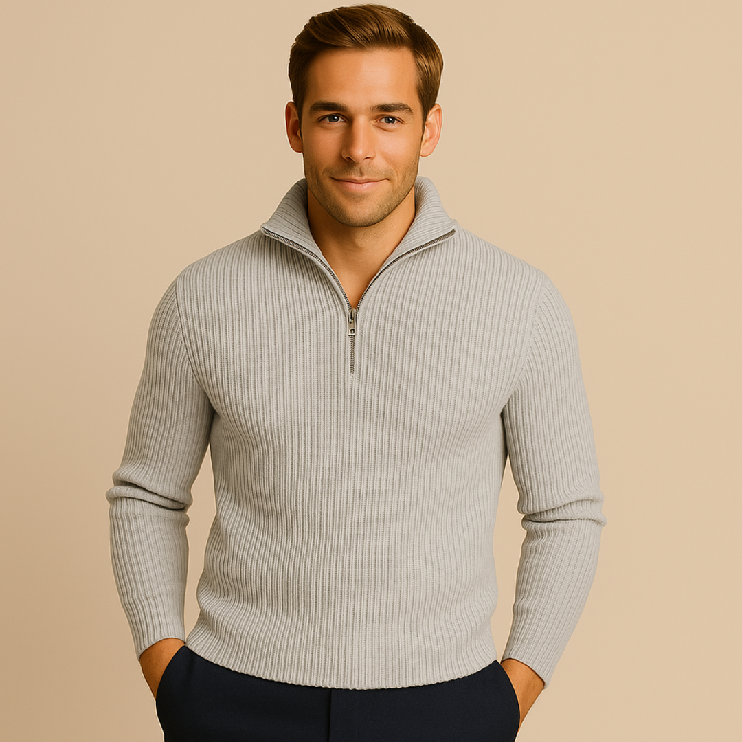 Merino Wool Quarter Zip Sweater