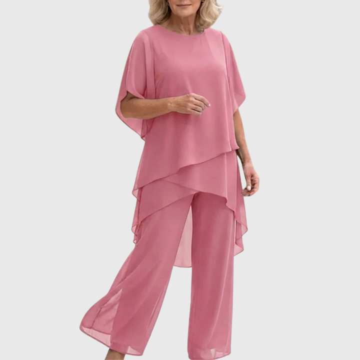 Linda | Suit with Draped Palazzo Pants