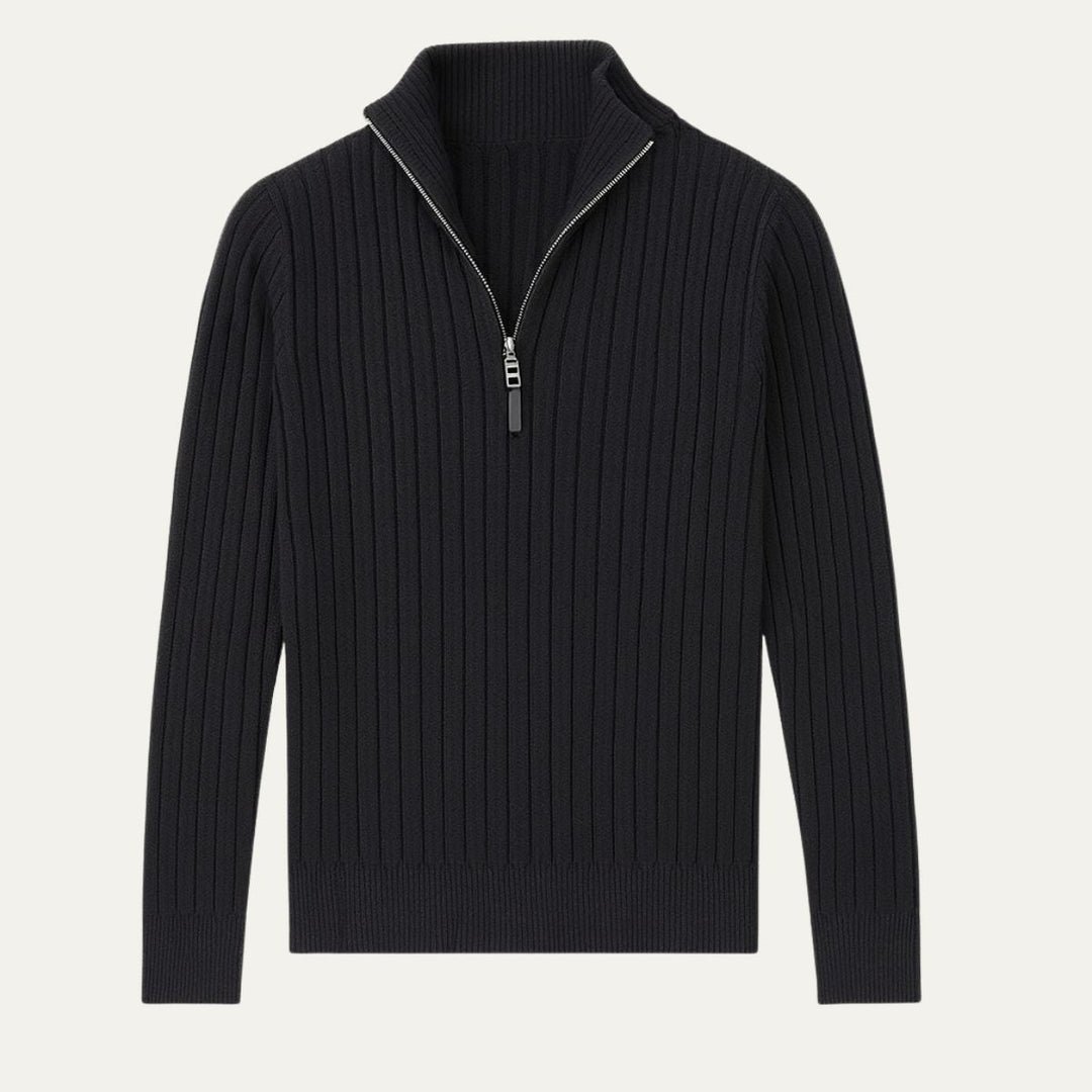 Cotton Cable Knit Quarter Zip Sweater