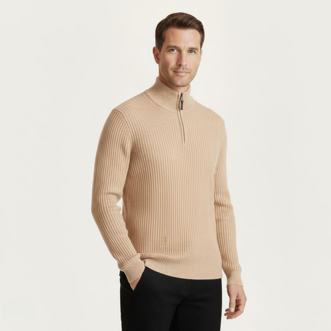 Cotton Cable Knit Quarter Zip Sweater
