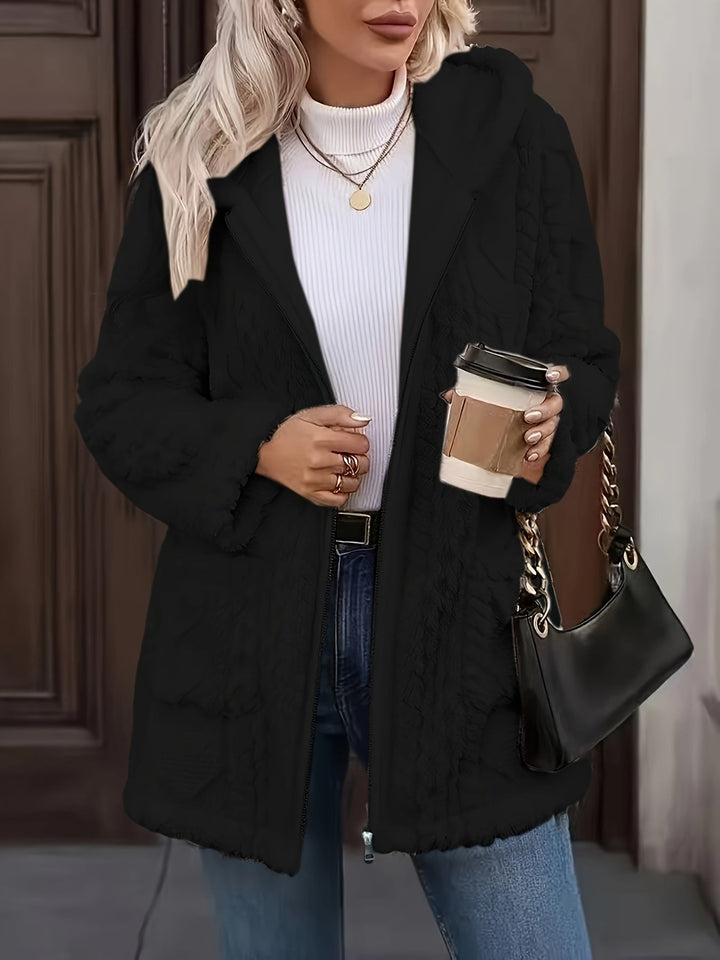 Doris | Longline Plush Zip-Up Hoodie