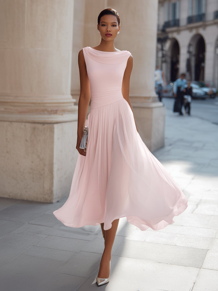 Vivian | Sleeveless Pleated Midi Dress