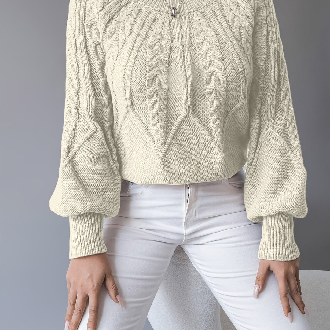 Janet | Chunky Lantern Sleeve Crewneck Sweater