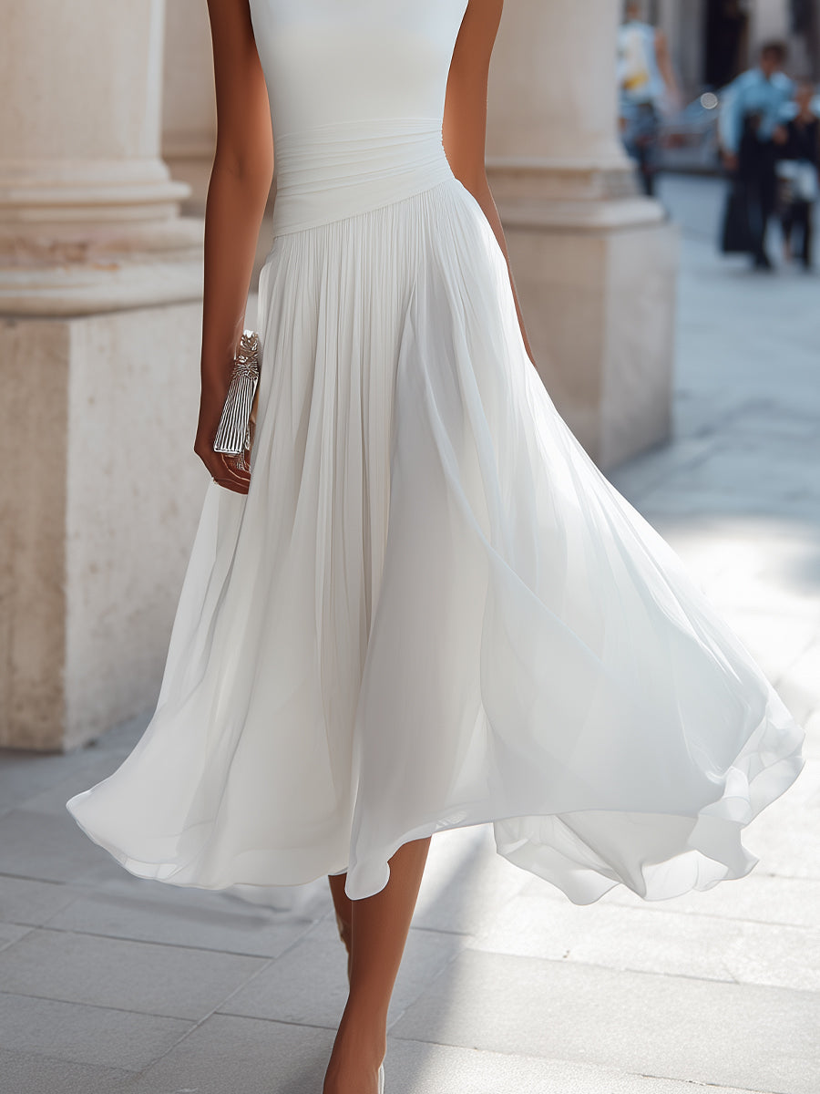 Vivian | Sleeveless Pleated Midi Dress