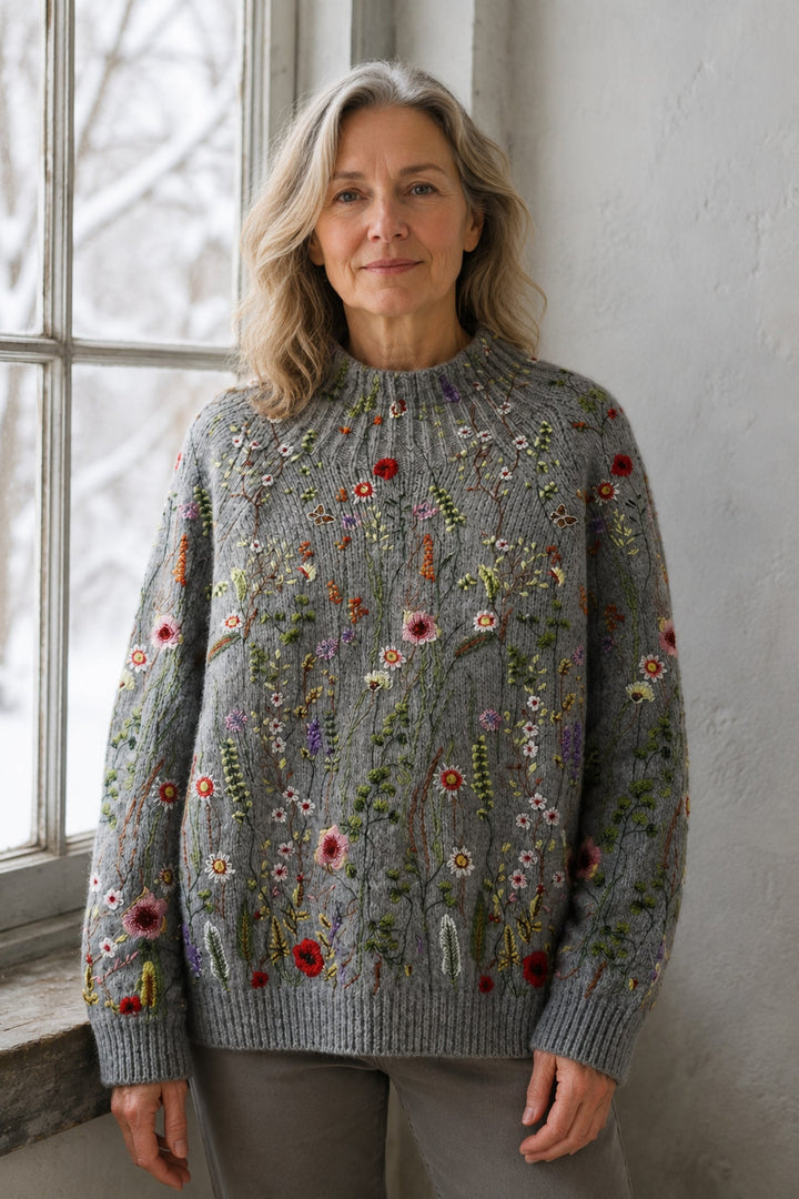 Maurine™ | Vintage floral Knit Jumper editorial product photograph
