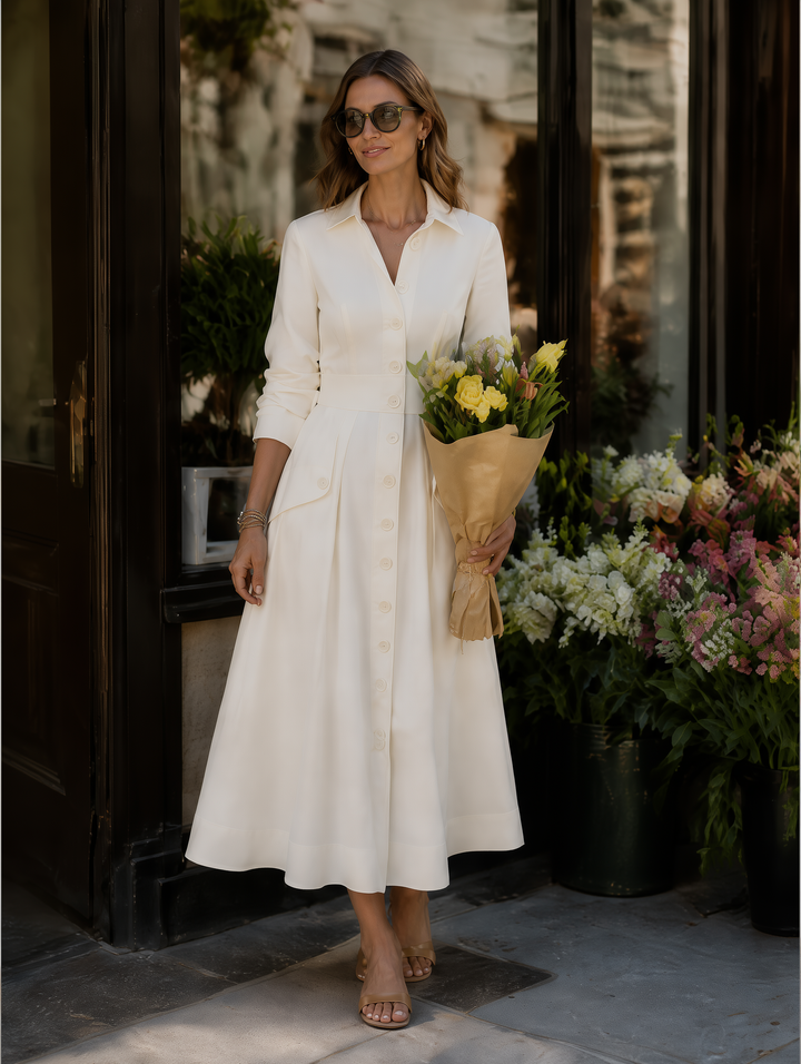 Martha | Pleated Button-Front Maxi Dress