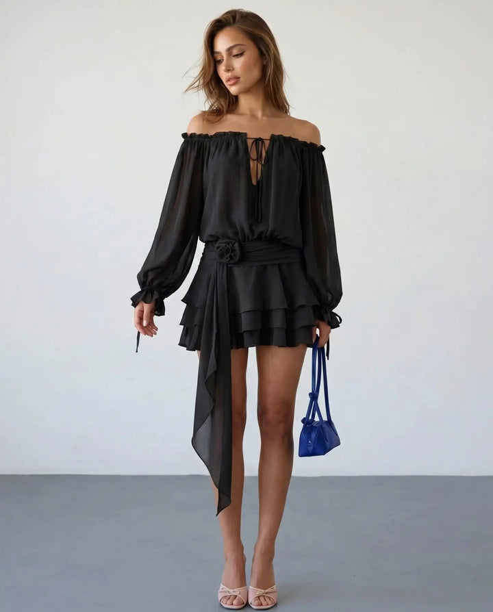 Camryn | Off-Shoulder Balloon Sleeve Mini Dress