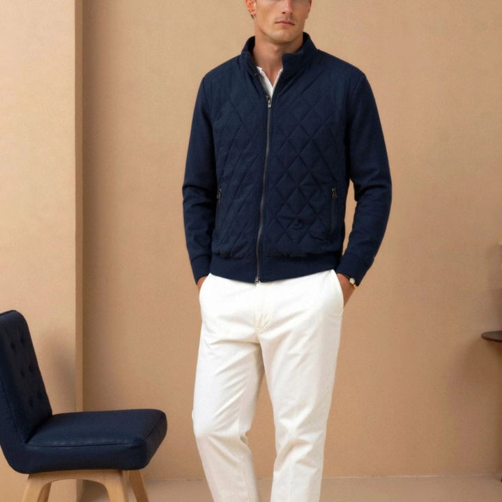 Diamond Quilted Stand Collar Jacket