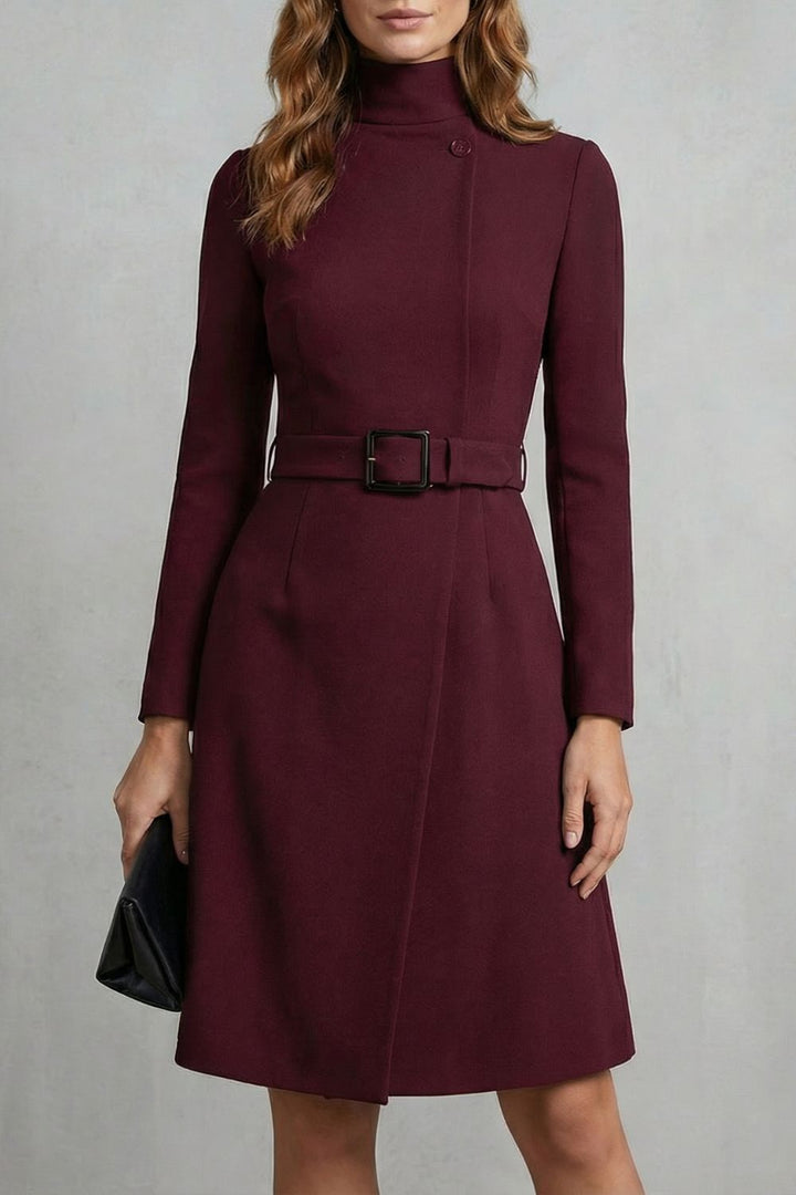 Nivara – Asymmetric belted waist – A-line midi dress