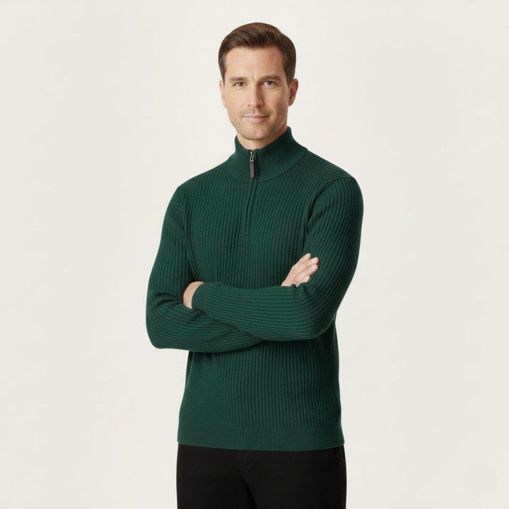 Cotton Cable Knit Quarter Zip Sweater