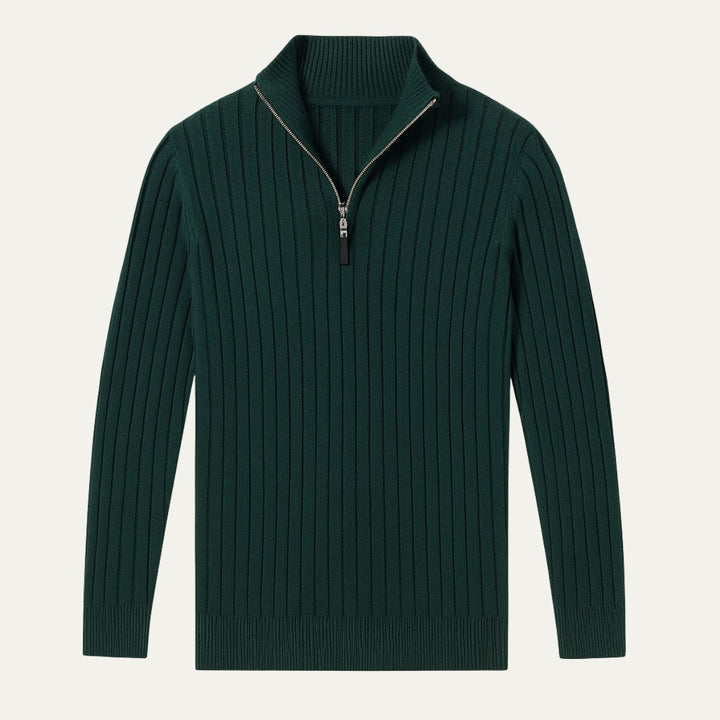 Cotton Cable Knit Quarter Zip Sweater