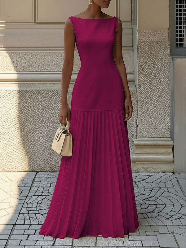 Miriam | Pleated Sleeveless Maxi Dress