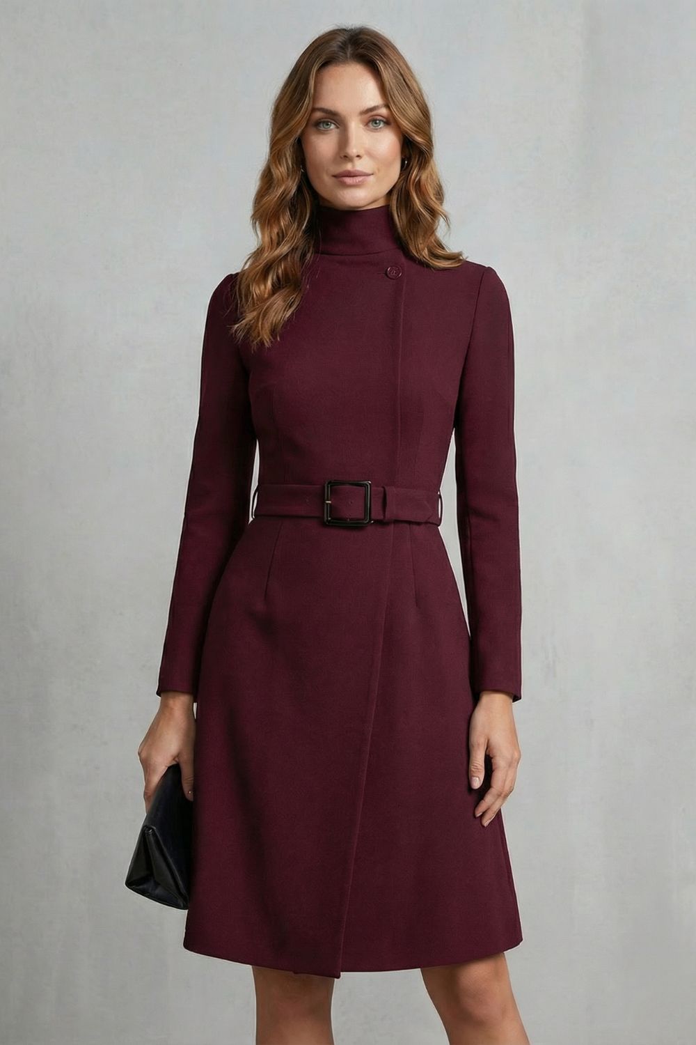 Nivara – Asymmetric belted waist – A-line midi dress