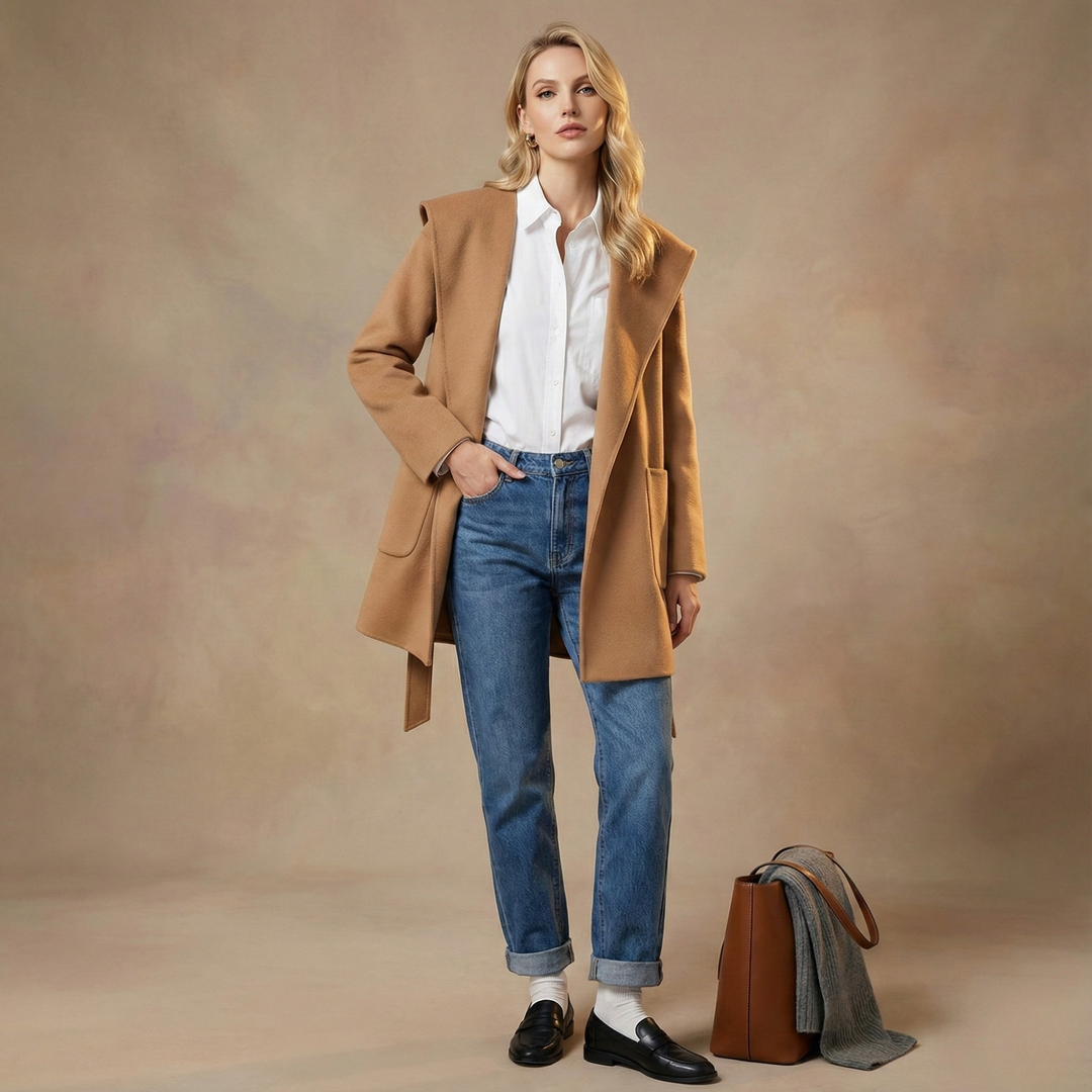 Camel-Hair Long Pointed Coat