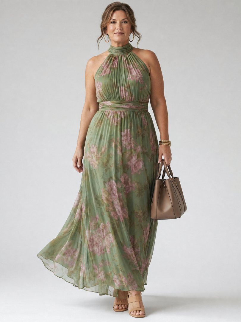 Frances | Gathered Halter Midi Dress