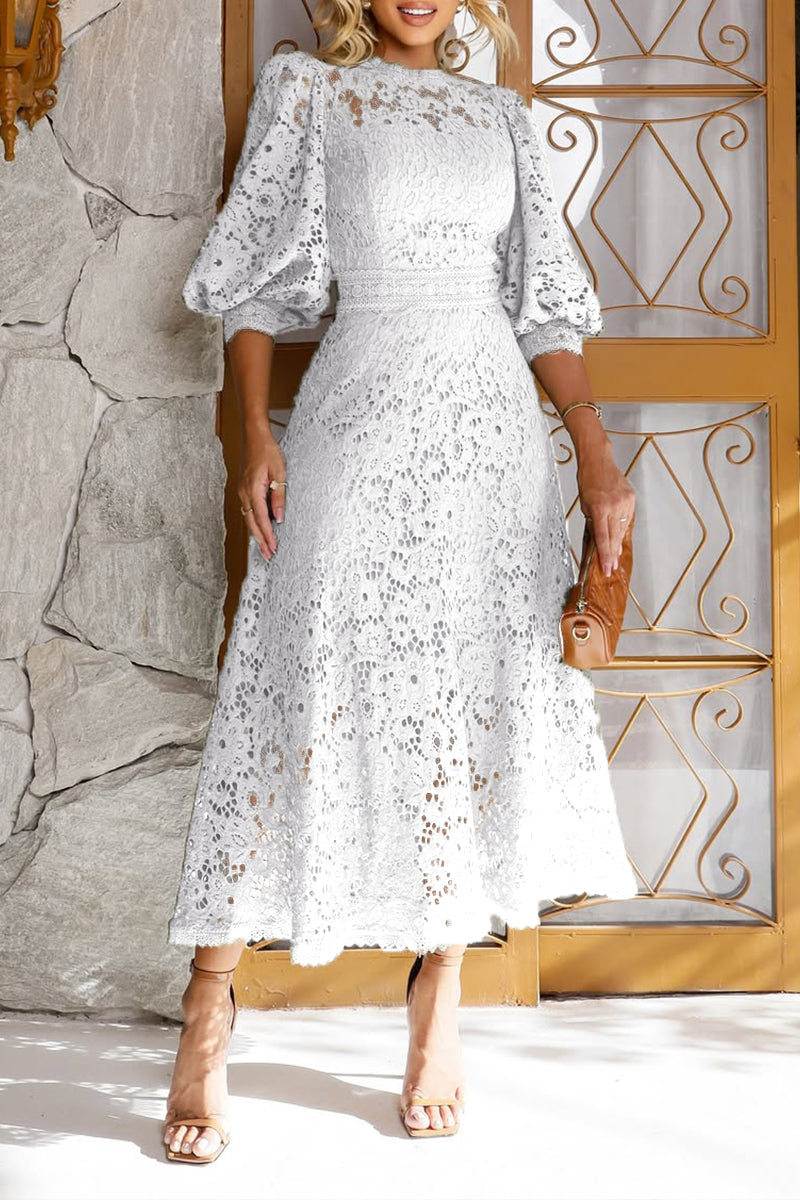 Rita | Lantern Sleeve Midi Dress