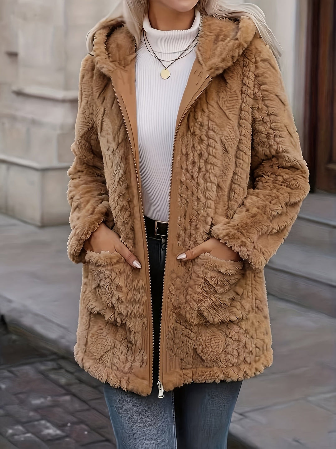 Doris | Longline Plush Zip-Up Hoodie